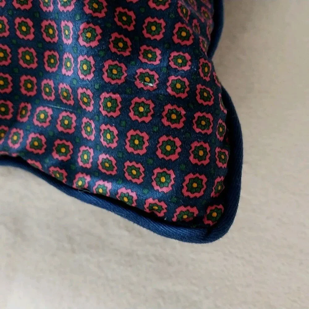 Lauren Ralph Lauren Corded Accent Pillow Blue Red Floral Fabric Zip Square 18x18